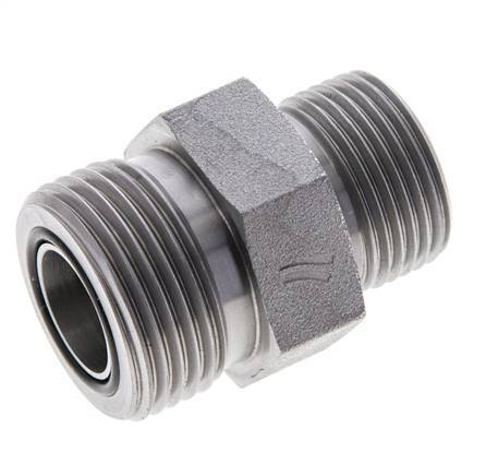 Embout double en acier zingué UN 1-3/16''-12 x UNS 1''-14 ORFS 400 Bar - Hydraulique