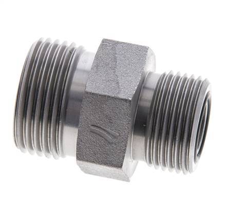 Embout double en acier zingué UN 1-3/16''-12 x UNS 1''-14 ORFS 400 Bar - Hydraulique