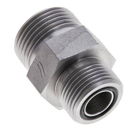 Embout double en acier zingué UN 1-3/16''-12 x UNS 1''-14 ORFS 400 Bar - Hydraulique