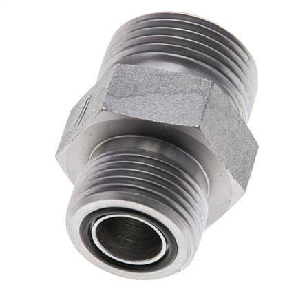 Embout double en acier zingué UN 1-3/16''-12 x UNS 1''-14 ORFS 400 Bar - Hydraulique