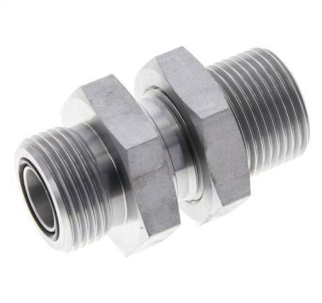 Raccord à cloison en acier galvanisé UN 1-3/16''-12 mâle ORFS 400 Bar - Hydraulique