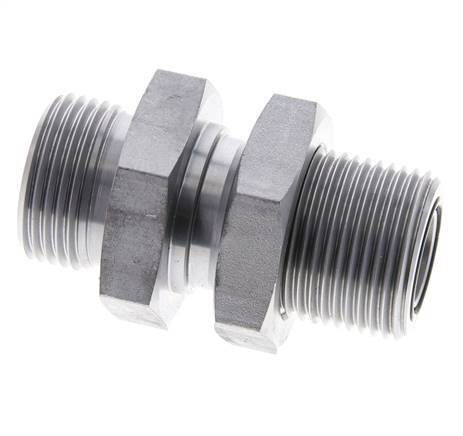 Raccord à cloison en acier galvanisé UN 1-3/16''-12 mâle ORFS 400 Bar - Hydraulique