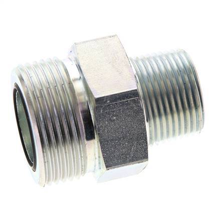 UN 1-7/16''-12 x 3/4'' NPT Embout double en acier zingué ORFS 400 Bar - Hydraulique
