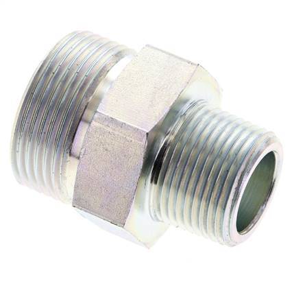 UN 1-7/16''-12 x 3/4'' NPT Embout double en acier zingué ORFS 400 Bar - Hydraulique