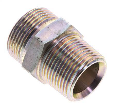 UN 1-7/16''-12 x 1'' NPT Embout double en acier zingué ORFS 400 Bar - Hydraulique