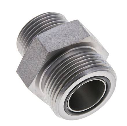 UN 1-7/16''-12 x UN 1-3/16''-12 Zinc plated Steel Double Nipple ORFS 400 Bar - Hydraulic