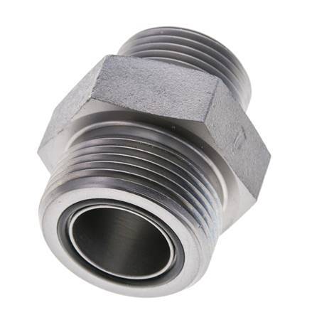 UN 1-7/16''-12 x UN 1-3/16''-12 Zinc plated Steel Double Nipple ORFS 400 Bar - Hydraulic