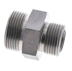 UN 1-7/16''-12 x UN 1-3/16''-12 Zinc plated Steel Double Nipple ORFS 400 Bar - Hydraulic