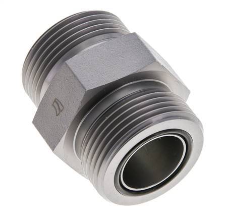 UN 1-7/16''-12 Zinc plated Steel Double Nipple ORFS 400 Bar - Hydraulic