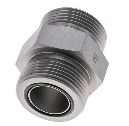 UN 1-7/16''-12 Zinc plated Steel Double Nipple ORFS 400 Bar - Hydraulic