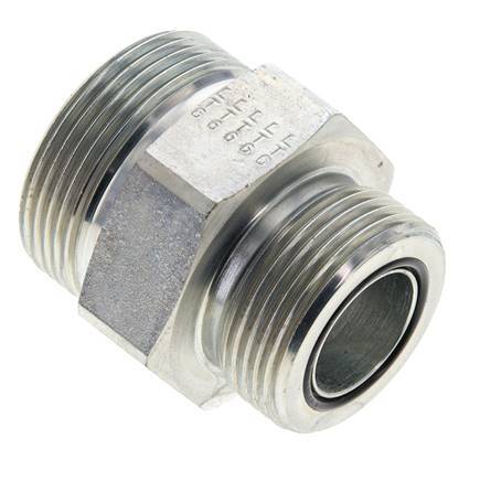 UN 1-11/16''-12 x UN 1-7/16''-12 Zinc plated Steel Double Nipple ORFS 250 Bar - Hydraulic