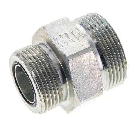 UN 1-11/16''-12 x UN 1-7/16''-12 Zinc plated Steel Double Nipple ORFS 250 Bar - Hydraulic