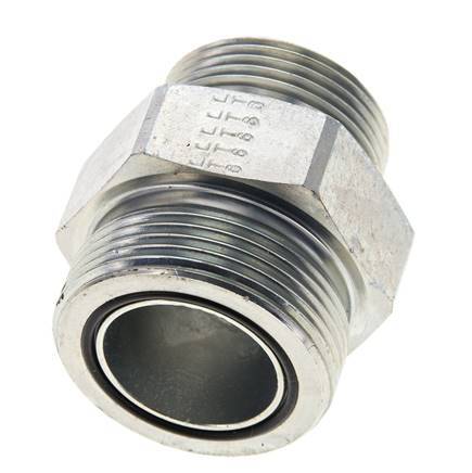UN 1-11/16''-12 x UN 1-7/16''-12 Zinc plated Steel Double Nipple ORFS 250 Bar - Hydraulic