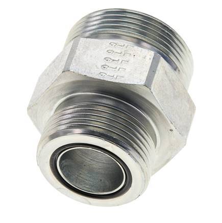 UN 1-11/16''-12 x UN 1-7/16''-12 Zinc plated Steel Double Nipple ORFS 250 Bar - Hydraulic