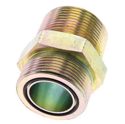 UN 1-11/16''-12 x 1 1/4'' NPT Zinc plated Steel Double Nipple ORFS 250 Bar - Hydraulic