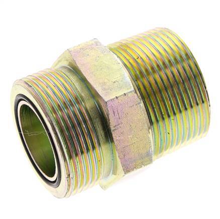 UN 1-11/16''-12 x 1 1/4'' NPT Zinc plated Steel Double Nipple ORFS 250 Bar - Hydraulic