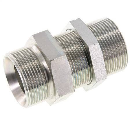 G 1 1/2'' Bulkhead en acier zingué Double mamelon 190 Bar - Hydraulique