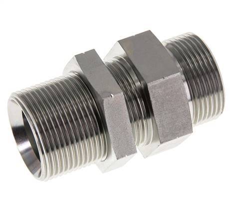 G 1 1/4'' Bulkhead en acier zingué Double mamelon 190 Bar - Hydraulique