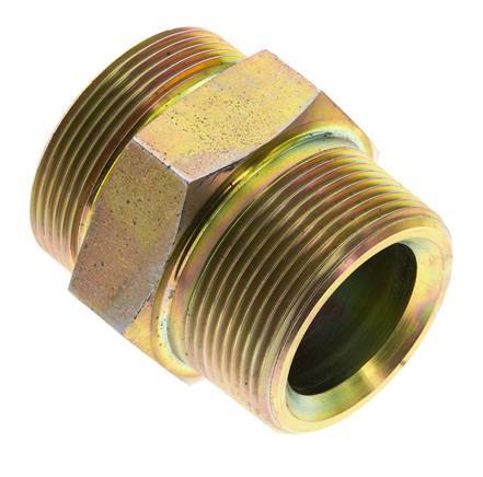 UN 2''-12 x 1 1/2'' NPT Zinc plated Steel Double Nipple ORFS 250 Bar - Hydraulic