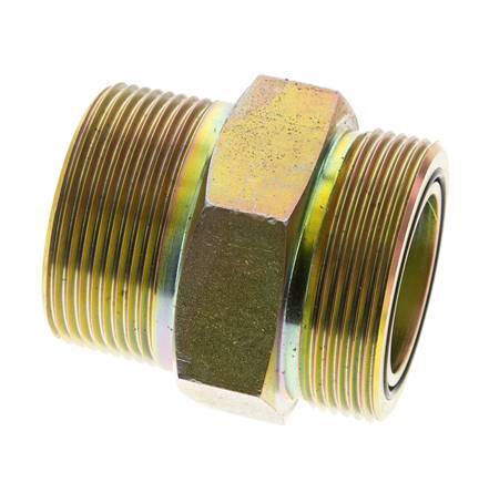 UN 2''-12 x 1 1/2'' NPT Zinc plated Steel Double Nipple ORFS 250 Bar - Hydraulic