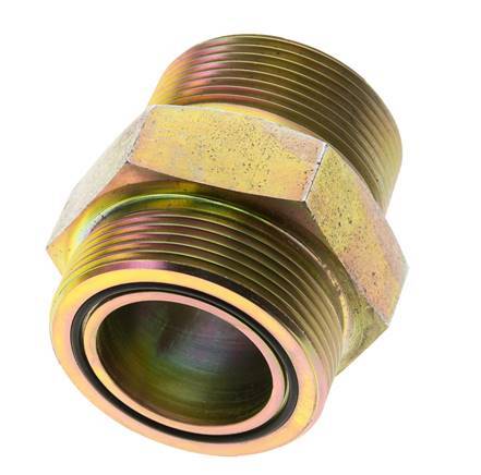 UN 2''-12 x 1 1/2'' NPT Zinc plated Steel Double Nipple ORFS 250 Bar - Hydraulic