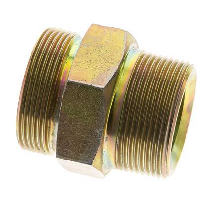 UN 2''-12 x 1 1/2'' NPT Zinc plated Steel Double Nipple ORFS 250 Bar - Hydraulic