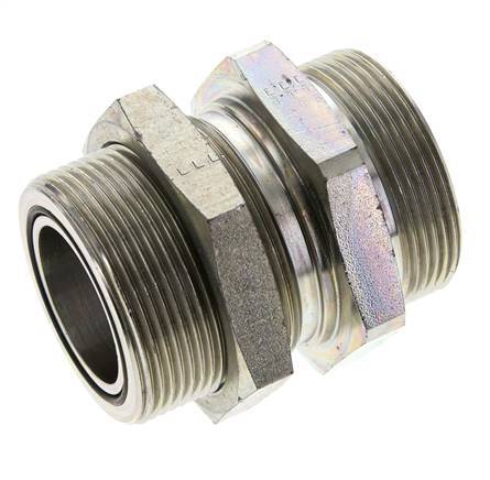 Raccord à cloison en acier zingué UN 2''-12 mâle ORFS 250 Bar - Hydraulique