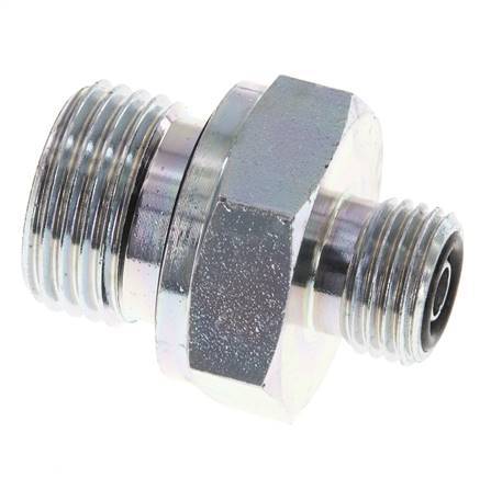 UNF 9/16''-18 x G 1/2'' Embout double en acier zingué ORFS 630 Bar - Hydraulique