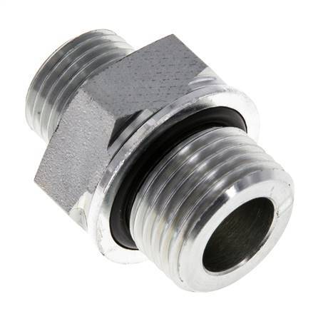 UN 11/16''-16 x G 1/2'' Zinc plated Steel Double Nipple ORFS 630 Bar - Hydraulic