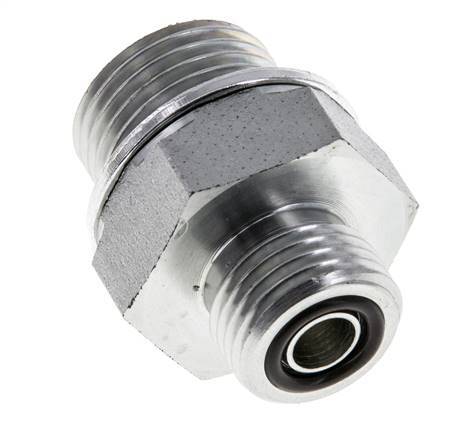 UN 11/16''-16 x G 1/2'' Zinc plated Steel Double Nipple ORFS 630 Bar - Hydraulic