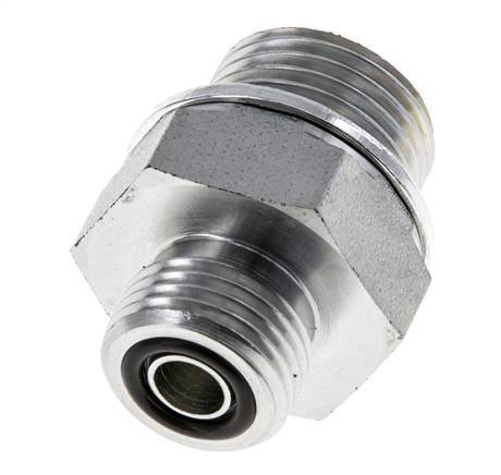 UN 11/16''-16 x G 1/2'' Zinc plated Steel Double Nipple ORFS 630 Bar - Hydraulic