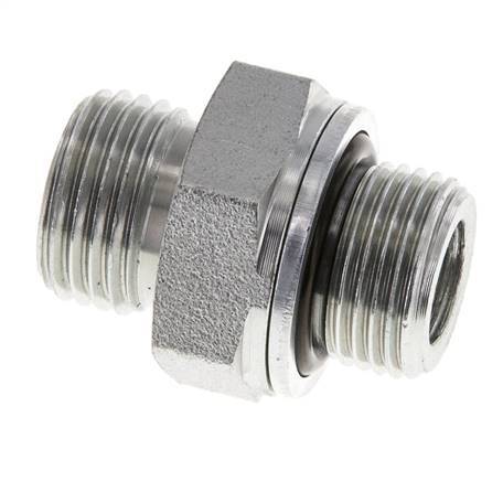 UN 11/16''-16 x G 3/8'' Embout double en acier zingué ORFS 630 Bar - Hydraulique