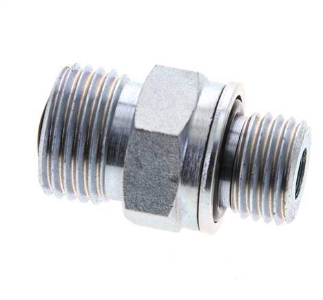 UN 11/16''-16 x M14x1.5 Embout double en acier zingué ORFS 630 Bar - Hydraulique