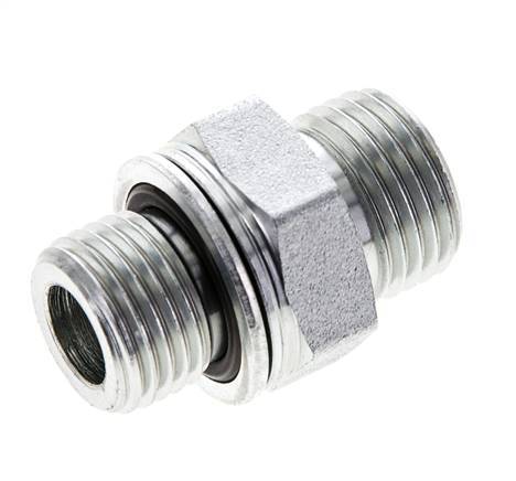 UN 11/16''-16 x M16x1.5 Embout double en acier zingué ORFS 630 Bar - Hydraulique