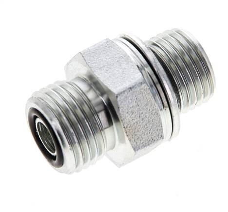 UN 11/16''-16 x M16x1.5 Embout double en acier zingué ORFS 630 Bar - Hydraulique