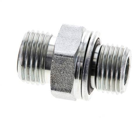 UN 11/16''-16 x M16x1.5 Embout double en acier zingué ORFS 630 Bar - Hydraulique