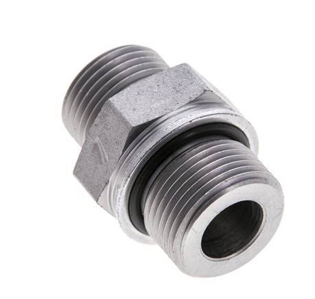 UN 13/16''-16 x M22x1.5 Zinc plated Steel Double Nipple ORFS 630 Bar - Hydraulic
