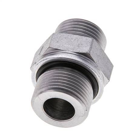 UN 13/16''-16 x M22x1.5 Zinc plated Steel Double Nipple ORFS 630 Bar - Hydraulic