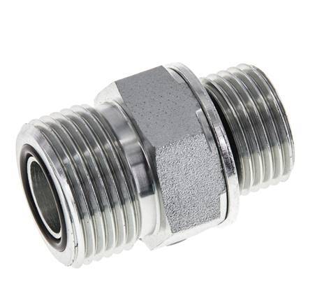 Embout double en acier zingué UNS 1''-14 x G 1/2'' ORFS 400 Bar - Hydraulique
