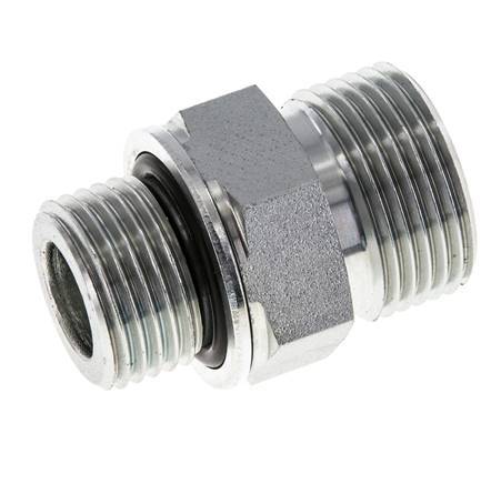 Embout double en acier zingué UNS 1''-14 x G 1/2'' ORFS 400 Bar - Hydraulique