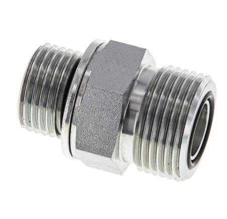 Embout double en acier zingué UNS 1''-14 x G 1/2'' ORFS 400 Bar - Hydraulique