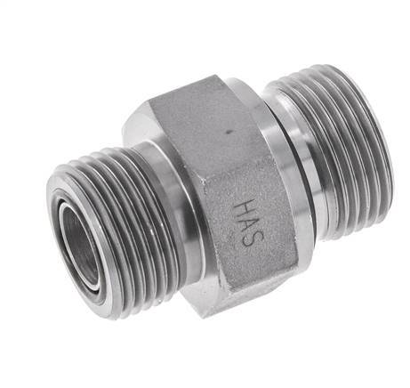 Embout double en acier zingué UNS 1''-14 x G 3/4'' ORFS 400 Bar - Hydraulique