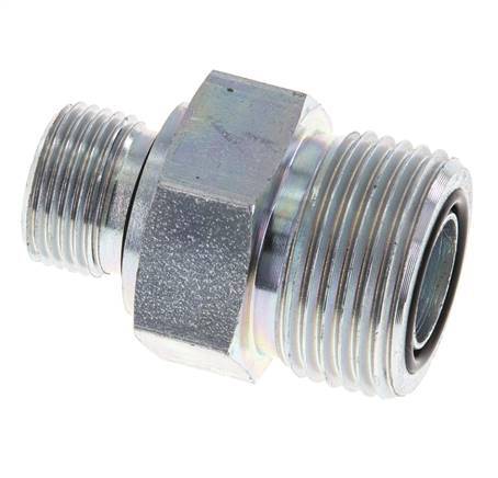 Embout double en acier zingué UNS 1''-14 x G 3/8'' ORFS 400 Bar - Hydraulique