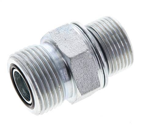 UNS 1''-14 x M22x1.5 Embout double en acier zingué ORFS 400 Bar - Hydraulique