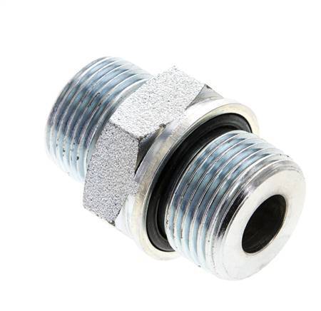 UNS 1''-14 x M27x2 Embout double en acier zingué ORFS 400 Bar - Hydraulique