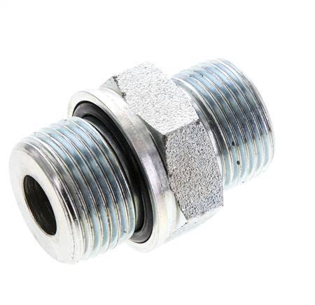 UNS 1''-14 x M27x2 Embout double en acier zingué ORFS 400 Bar - Hydraulique