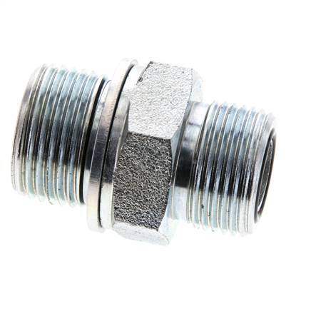 UNS 1''-14 x M27x2 Embout double en acier zingué ORFS 400 Bar - Hydraulique