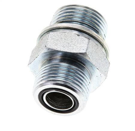 UNS 1''-14 x M27x2 Embout double en acier zingué ORFS 400 Bar - Hydraulique