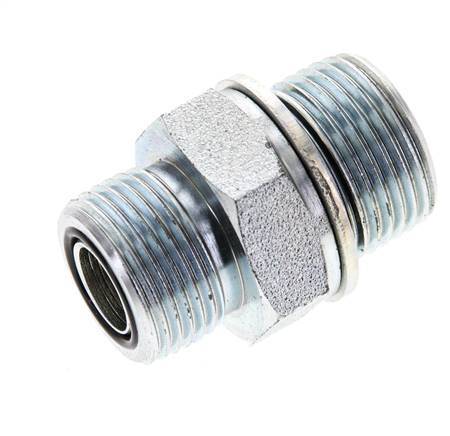 UNS 1''-14 x M27x2 Embout double en acier zingué ORFS 400 Bar - Hydraulique