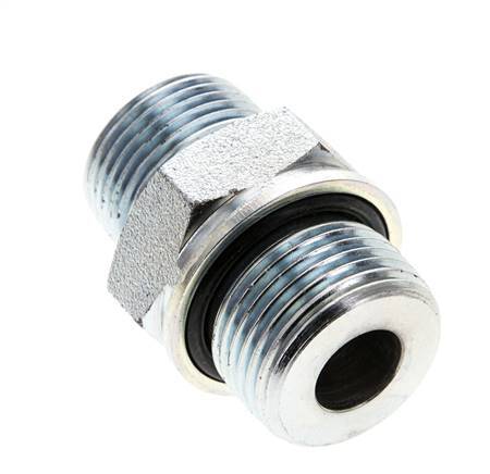 UNS 1''-14 x M27x2 Embout double en acier zingué ORFS 400 Bar - Hydraulique